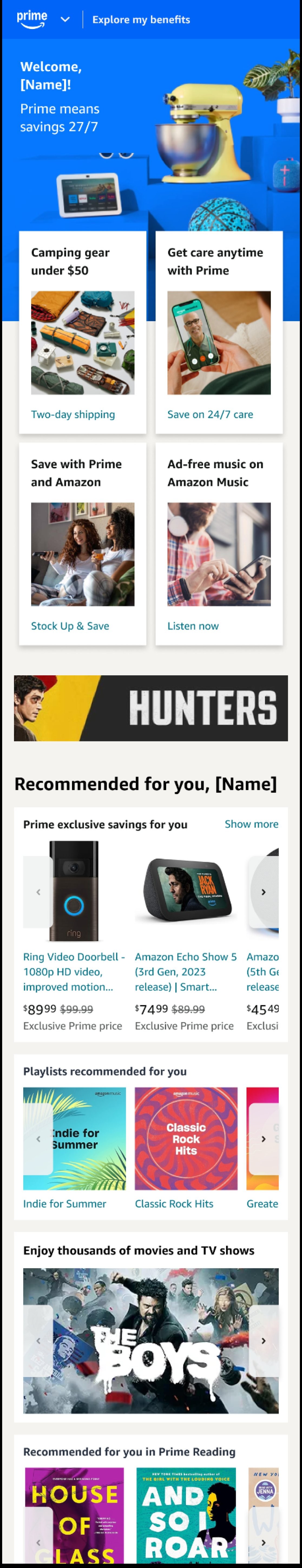 Control: My Prime success page after activation