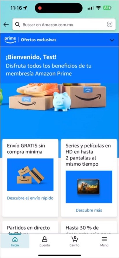 Prime activation success page in the Amazon Shopping app