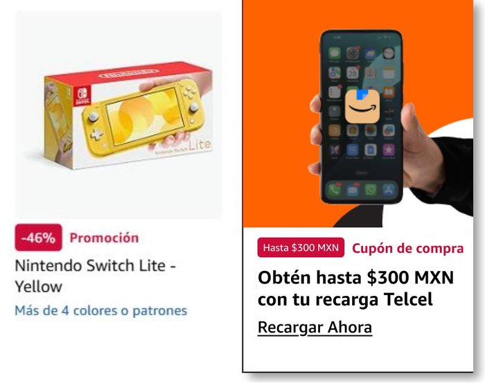 Gold Box placement with the Telcel recharge coupon card