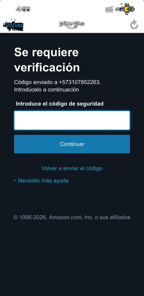 OTP verification on Prime Video app