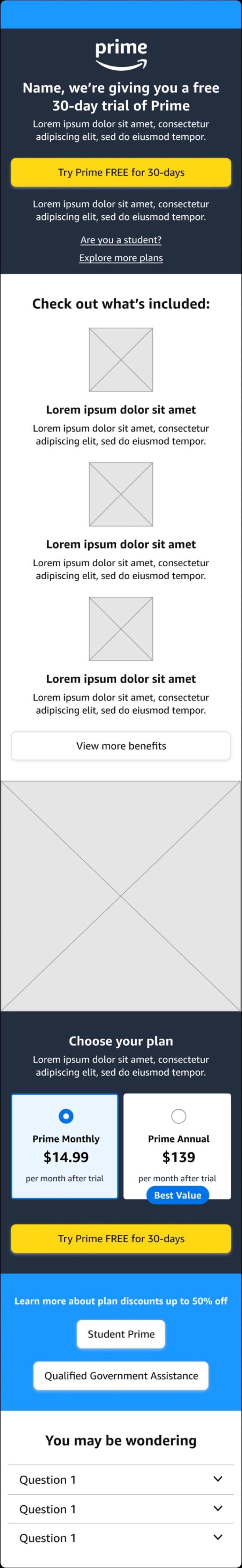 Option B Control: current retail Prime page