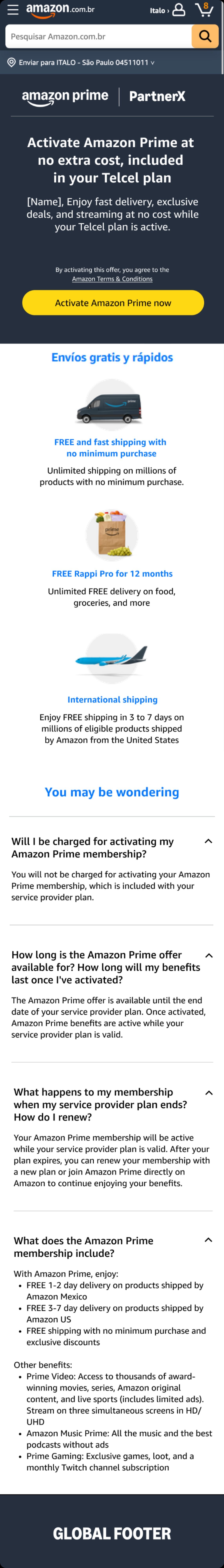 Treatment: 1-click Prime activation on the /prime page in Mexico