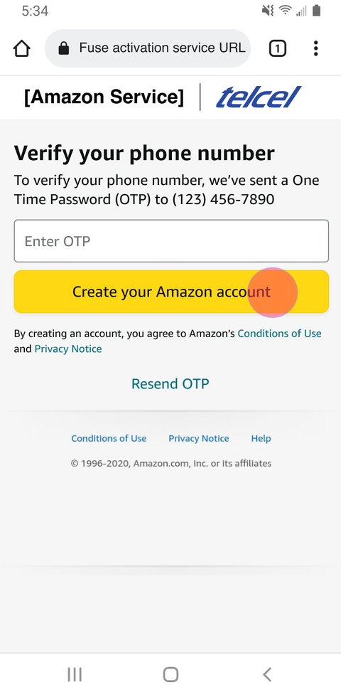 OTP verification screen