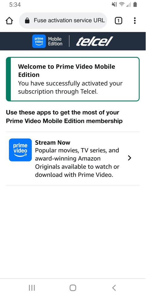 Prime Video Mobile Edition activated
